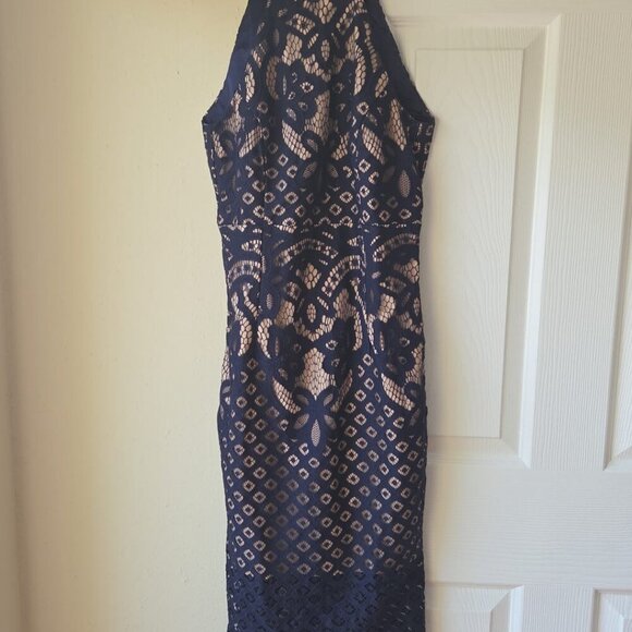 Bardot Mini Lace Dress XS Navy Mila Lace Dress Strapless Mini - Picture 4 of 6